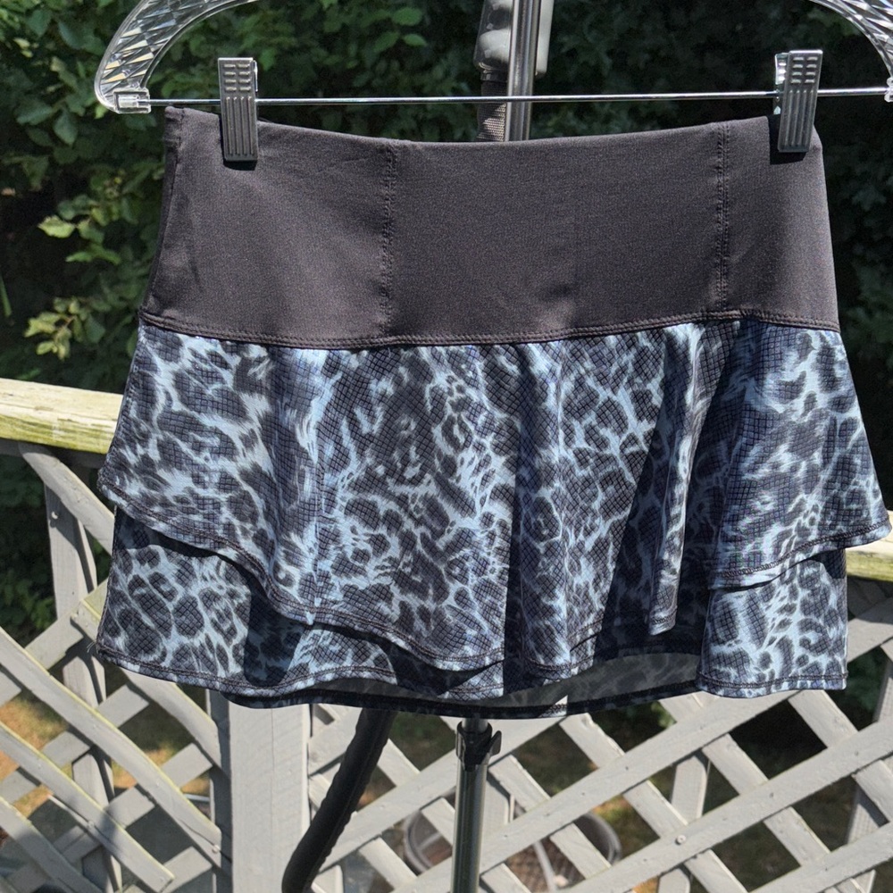 Lucky in Love Black and Blue Leopard Skirt